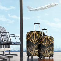 Black and Gold Polynesia Luggage Cover Plumeria Tattoo With Polynesian Pattern