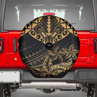 Black and Gold Polynesia Spare Tire Cover Plumeria Tattoo With Polynesian Pattern LT14 - Polynesian Pride