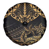 Black and Gold Polynesia Spare Tire Cover Plumeria Tattoo With Polynesian Pattern LT14 - Polynesian Pride