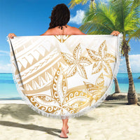 White and Gold Polynesia Beach Blanket Plumeria Tattoo With Polynesian Pattern LT14 - Polynesian Pride