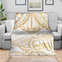 White and Gold Polynesia Blanket Plumeria Tattoo With Polynesian Pattern LT14 - Polynesian Pride