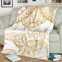 White and Gold Polynesia Blanket Plumeria Tattoo With Polynesian Pattern LT14 - Polynesian Pride