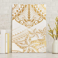 White and Gold Polynesia Canvas Wall Art Plumeria Tattoo With Polynesian Pattern LT14 Without Frame White - Polynesian Pride