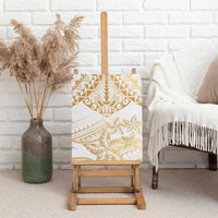 White and Gold Polynesia Canvas Wall Art Plumeria Tattoo With Polynesian Pattern LT14 - Polynesian Pride