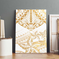 White and Gold Polynesia Canvas Wall Art Plumeria Tattoo With Polynesian Pattern LT14 - Polynesian Pride