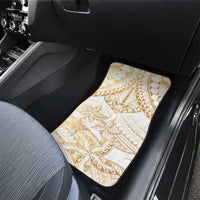 White and Gold Polynesia Car Mats Plumeria Tattoo With Polynesian Pattern LT14 - Polynesian Pride