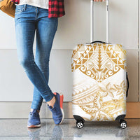 White and Gold Polynesia Luggage Cover Plumeria Tattoo With Polynesian Pattern
