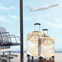 White and Gold Polynesia Luggage Cover Plumeria Tattoo With Polynesian Pattern