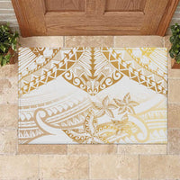 White and Gold Polynesia Rubber Doormat Plumeria Tattoo With Polynesian Pattern LT14 White - Polynesian Pride