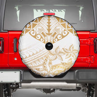 White and Gold Polynesia Spare Tire Cover Plumeria Tattoo With Polynesian Pattern LT14 - Polynesian Pride