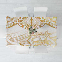 White and Gold Polynesia Tablecloth Plumeria Tattoo With Polynesian Pattern LT14 White - Polynesian Pride