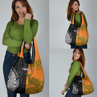 Custom Fiji And Australia Rugby Grocery Bag Fijian Tapa Pattern With Aussie Aboriginal Art