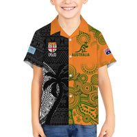 Custom Fiji And Australia Rugby Hawaiian Shirt Fijian Tapa Pattern With Aussie Aboriginal Art