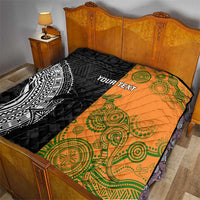 Custom Fiji And Australia Rugby Quilt Fijian Tapa Pattern With Aussie Aboriginal Art