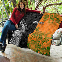 Custom Fiji And Australia Rugby Quilt Fijian Tapa Pattern With Aussie Aboriginal Art