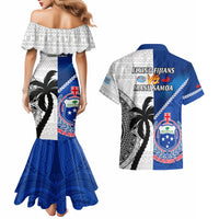 Fiji And Samoa Rugby Couples Matching Mermaid Dress and Hawaiian Shirt 2023 World Cup Samoan Mix Tapa Pattern LT14 - Polynesian Pride