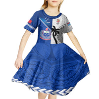 Fiji And Samoa Rugby Kid Short Sleeve Dress 2023 World Cup Samoan Mix Tapa Pattern LT14 - Polynesian Pride
