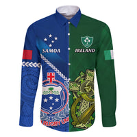 samoa-and-ireland-rugby-family-matching-off-shoulder-maxi-dress-and-hawaiian-shirt-2023-world-cup-manu-samoa-with-shamrocks