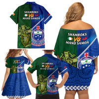 samoa-and-ireland-rugby-family-matching-off-shoulder-short-dress-and-hawaiian-shirt-2023-world-cup-manu-samoa-with-shamrocks