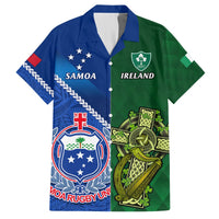 Samoa And Ireland Rugby Hawaiian Shirt 2023 World Cup Manu Samoa With Shamrocks LT14 Blue - Polynesian Pride