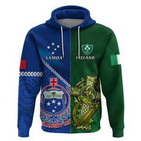 Samoa And Ireland Rugby Hoodie 2023 World Cup Manu Samoa With Shamrocks LT14 Blue - Polynesian Pride