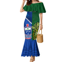 Samoa And Ireland Rugby Mermaid Dress 2023 World Cup Manu Samoa With Shamrocks LT14 Women Blue - Polynesian Pride
