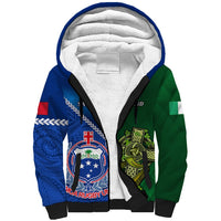 Samoa And Ireland Rugby Sherpa Hoodie 2023 World Cup Manu Samoa With Shamrocks LT14 Unisex Blue - Polynesian Pride