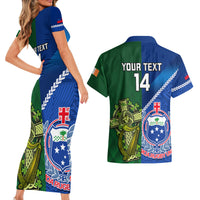 Custom Samoa And Ireland Rugby Couples Matching Short Sleeve Bodycon Dress and Hawaiian Shirt 2023 World Cup Manu Samoa With Shamrocks LT14 - Polynesian Pride