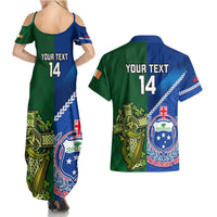 Custom Samoa And Ireland Rugby Couples Matching Summer Maxi Dress and Hawaiian Shirt 2023 World Cup Manu Samoa With Shamrocks LT14 - Polynesian Pride