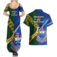 Samoa And South Africa Rugby Couples Matching Summer Maxi Dress and Hawaiian Shirt 2023 World Cup Manu Samoa With Springboks LT14 - Polynesian Pride