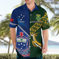Samoa And South Africa Rugby Hawaiian Shirt 2023 World Cup Manu Samoa With Springboks LT14 - Polynesian Pride