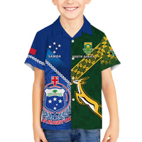 Samoa And South Africa Rugby Hawaiian Shirt 2023 World Cup Manu Samoa With Springboks LT14 - Polynesian Pride