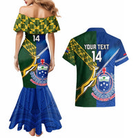 Custom Samoa And South Africa Rugby Couples Matching Mermaid Dress and Hawaiian Shirt 2023 World Cup Manu Samoa With Springboks LT14 - Polynesian Pride