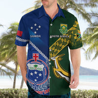 Custom Samoa And South Africa Rugby Hawaiian Shirt 2023 World Cup Manu Samoa With Springboks LT14 - Polynesian Pride