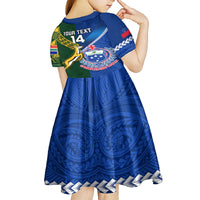 Custom Samoa And South Africa Rugby Kid Short Sleeve Dress 2023 World Cup Manu Samoa With Springboks LT14 - Polynesian Pride