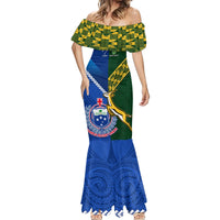 Custom Samoa And South Africa Rugby Mermaid Dress 2023 World Cup Manu Samoa With Springboks LT14 - Polynesian Pride