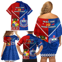 Samoa And Tonga Rugby Family Matching Off Shoulder Short Dress and Hawaiian Shirt 2023 World Cup Manu Samoa With Ikale Tahi LT14 - Polynesian Pride