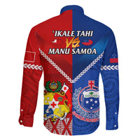 Samoa And Tonga Rugby Family Matching Off Shoulder Short Dress and Hawaiian Shirt 2023 World Cup Manu Samoa With Ikale Tahi LT14 - Polynesian Pride