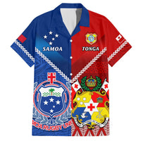 Samoa And Tonga Rugby Hawaiian Shirt 2023 World Cup Manu Samoa With Ikale Tahi LT14 Blue - Polynesian Pride