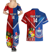 Custom Samoa And Tonga Rugby Couples Matching Summer Maxi Dress and Hawaiian Shirt 2023 World Cup Manu Samoa With Ikale Tahi LT14 - Polynesian Pride