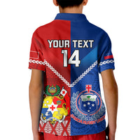 Custom Samoa And Tonga Rugby Kid Polo Shirt 2023 World Cup Manu Samoa With Ikale Tahi LT14 - Polynesian Pride