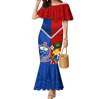 Custom Samoa And Tonga Rugby Mermaid Dress 2023 World Cup Manu Samoa With Ikale Tahi LT14 Women Blue - Polynesian Pride