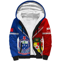 Custom Samoa And Tonga Rugby Sherpa Hoodie 2023 World Cup Manu Samoa With Ikale Tahi LT14 Unisex Blue - Polynesian Pride