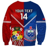 Custom Samoa And Tonga Rugby Sweatshirt 2023 World Cup Manu Samoa With Ikale Tahi LT14 - Polynesian Pride