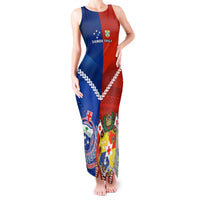 Custom Samoa And Tonga Rugby Tank Maxi Dress 2023 World Cup Manu Samoa With Ikale Tahi LT14 Women Blue - Polynesian Pride