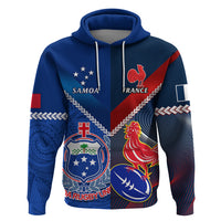 Samoa And France Rugby Hoodie 2023 World Cup Manu Samoa With Les Bleus LT14 Blue - Polynesian Pride