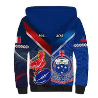 Samoa And France Rugby Sherpa Hoodie 2023 World Cup Manu Samoa With Les Bleus LT14 - Polynesian Pride