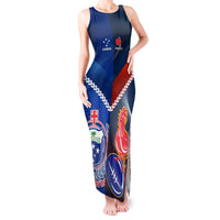 Samoa And France Rugby Tank Maxi Dress 2023 World Cup Manu Samoa With Les Bleus LT14 Women Blue - Polynesian Pride