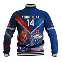 Custom Samoa And France Rugby Baseball Jacket 2023 World Cup Manu Samoa With Les Bleus LT14 - Polynesian Pride