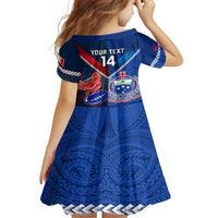 Custom Samoa And France Rugby Kid Short Sleeve Dress 2023 World Cup Manu Samoa With Les Bleus LT14 - Polynesian Pride